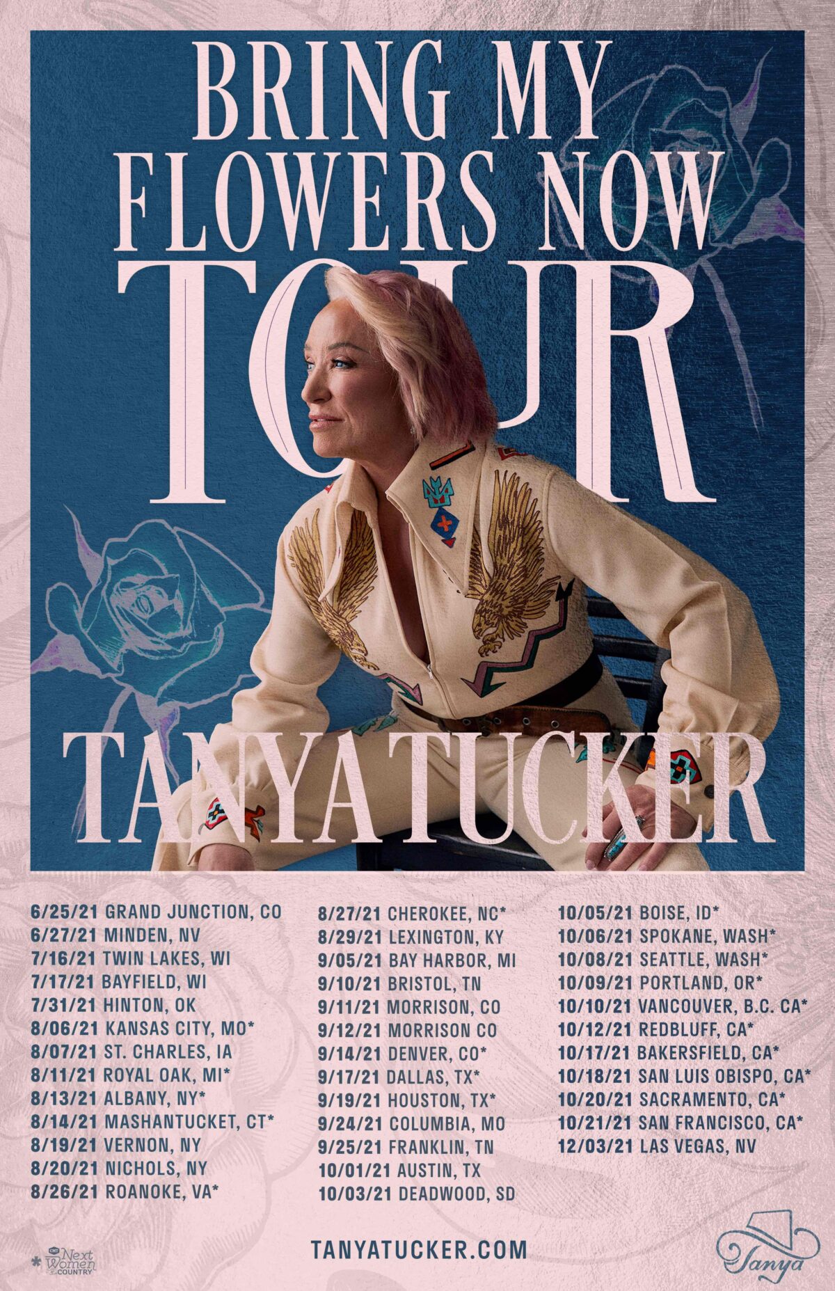 Tanya Tucker Announces 2021 "Bring My Flowers Now Tour" Dates Adkins